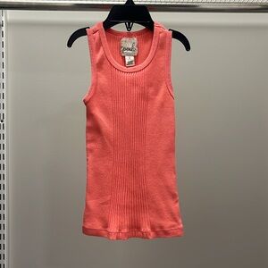 Peek Coral Ribbed Tank - Bright Coral, size small (4/5)